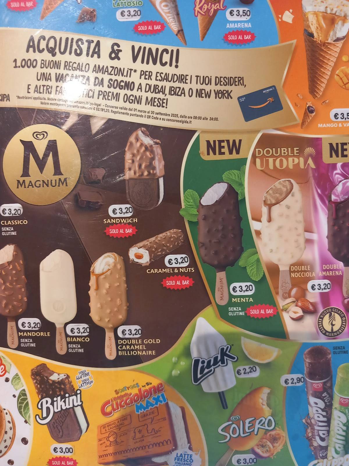 Menu di Autogrill Campora Est 