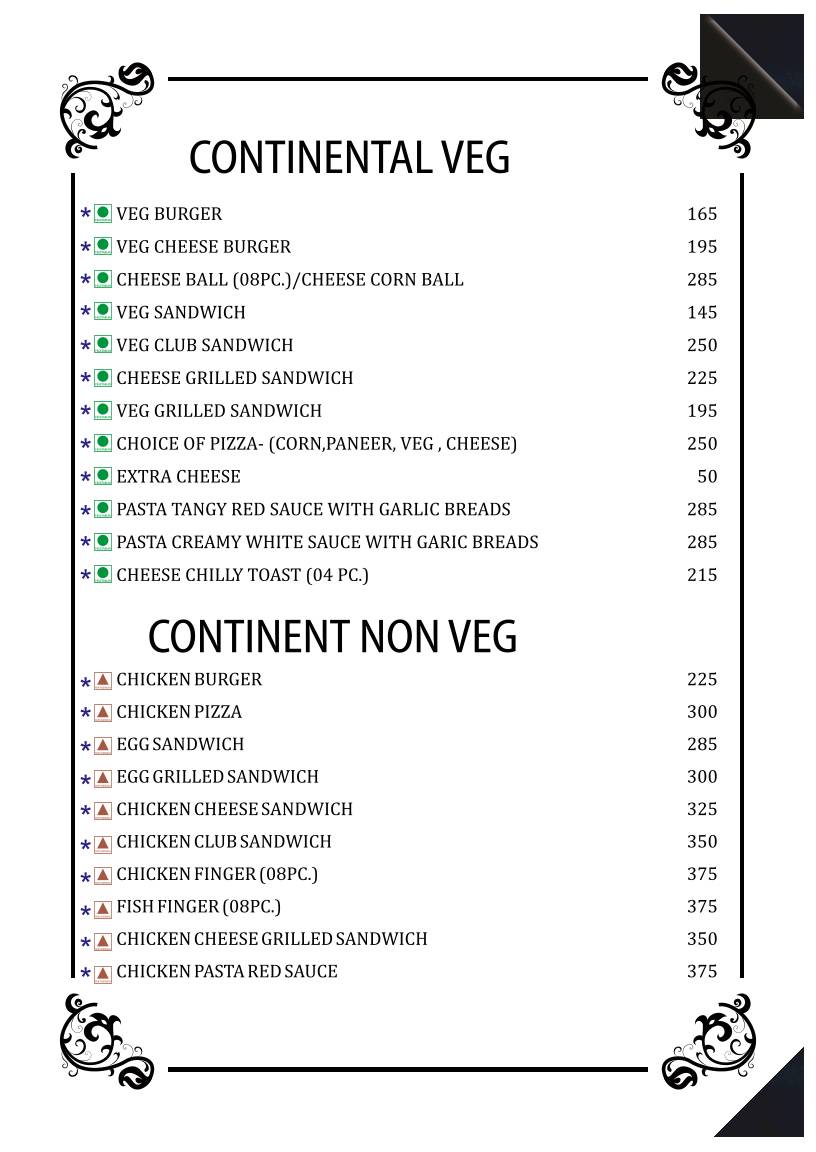 Silver Spoon Restaurant menu
