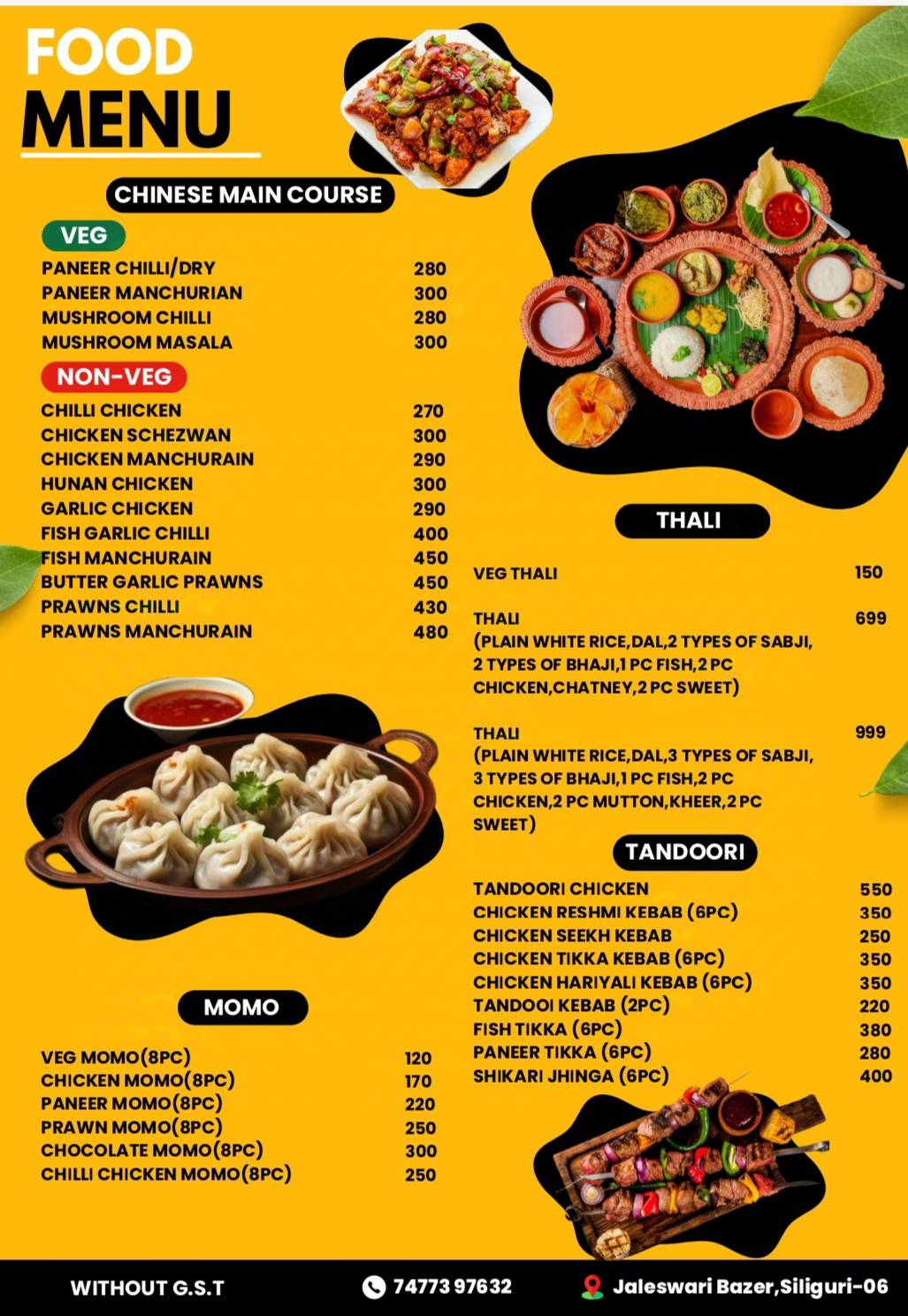 BAGHA Restaurant menu