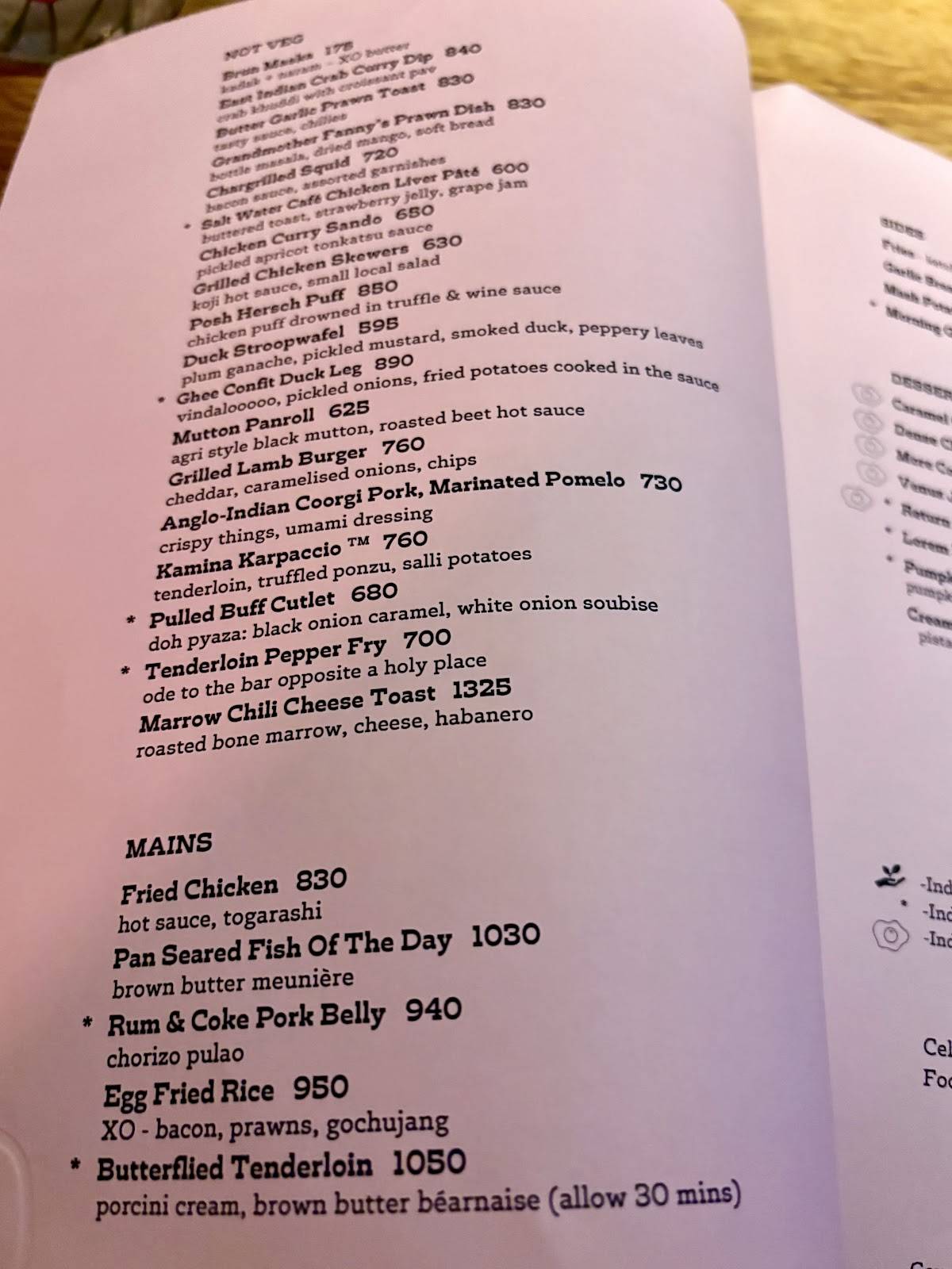 BANDRA BORN menu