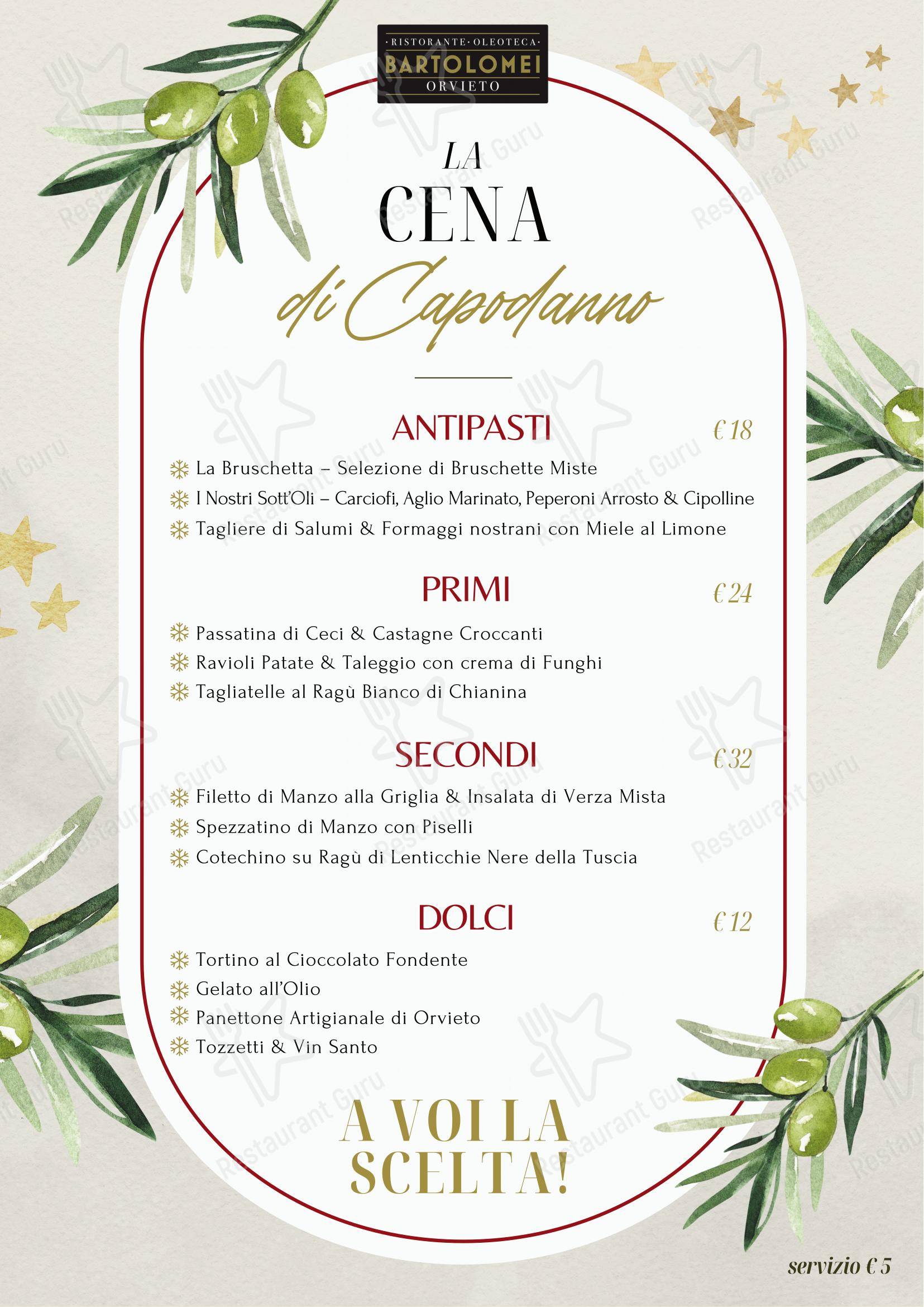 Menu bar per BARTOLOMEI Ristorante & Oleoteca in Orvieto