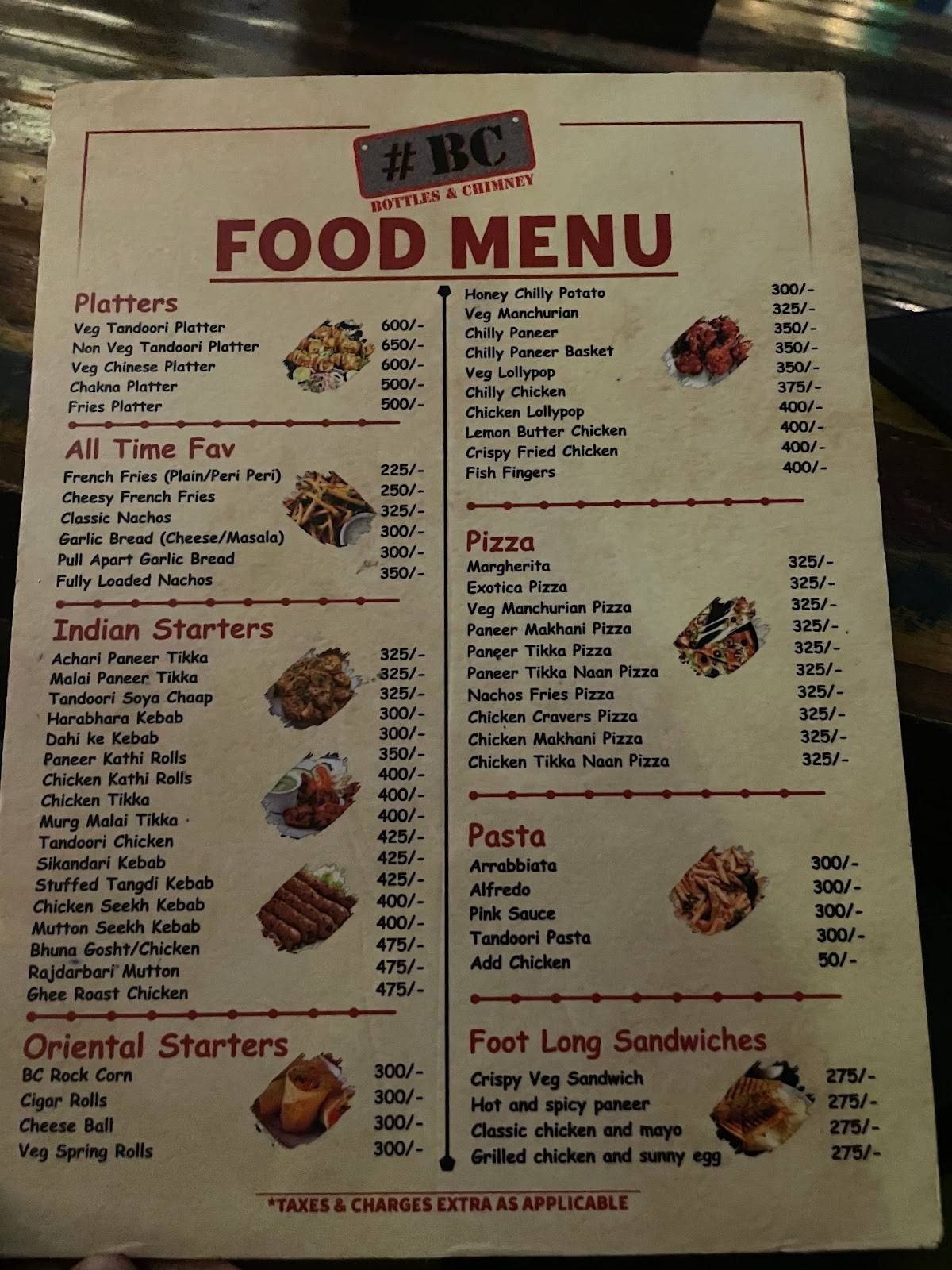 #BC - Bottles and Chimney menu