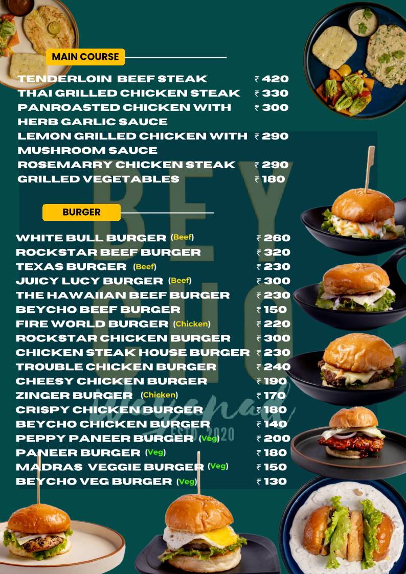 BEYCHO WAYANAD RESTAURANT & CAFE menu