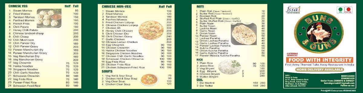 BUNS & GUNS AWAS VIKAS menu