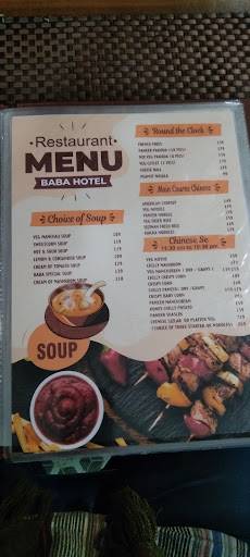 Baba Hotel & Restaurant menu