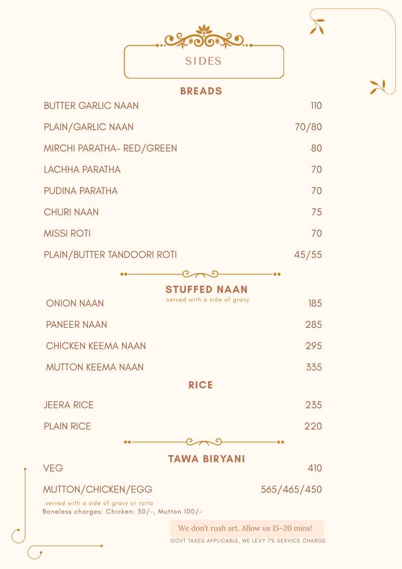 Baba's Pune menu