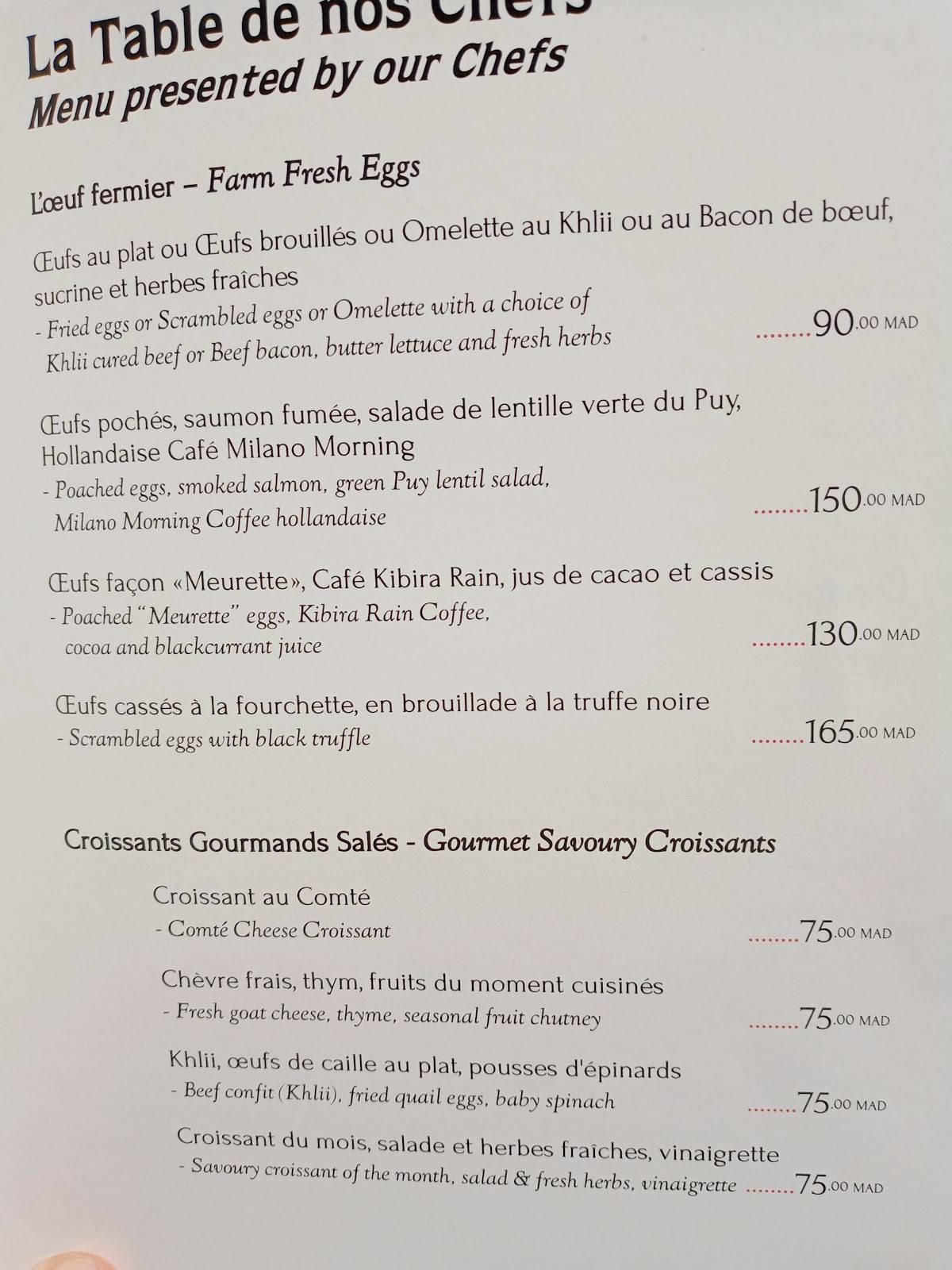 Menu de Bacha Coffee