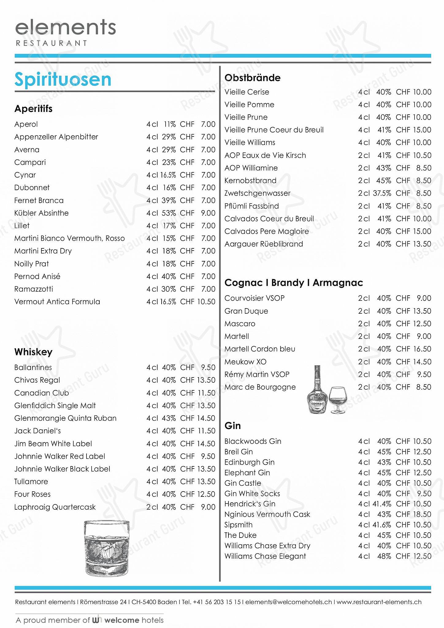 Menu di Restaurant elements - OUR MENU