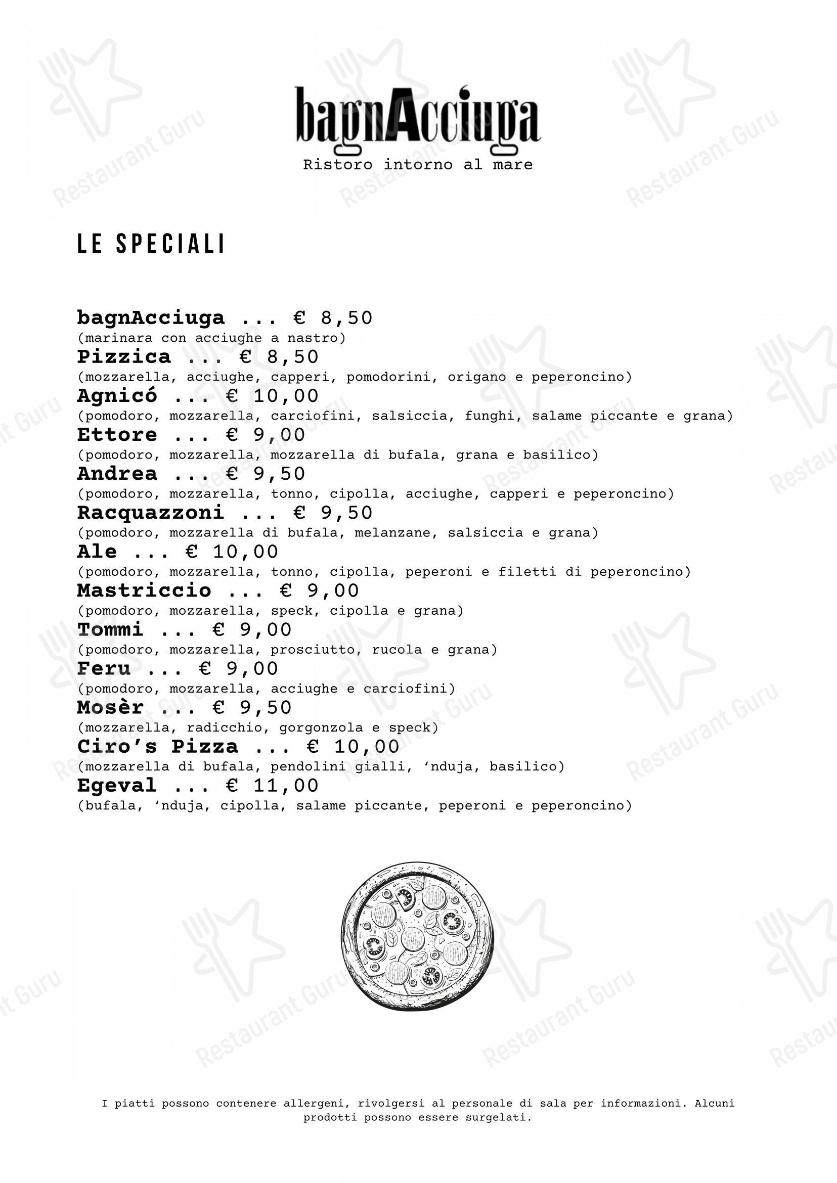 Ristorante Pizzeria BagnAcciuga Fano Pesaro in Fano - Menu