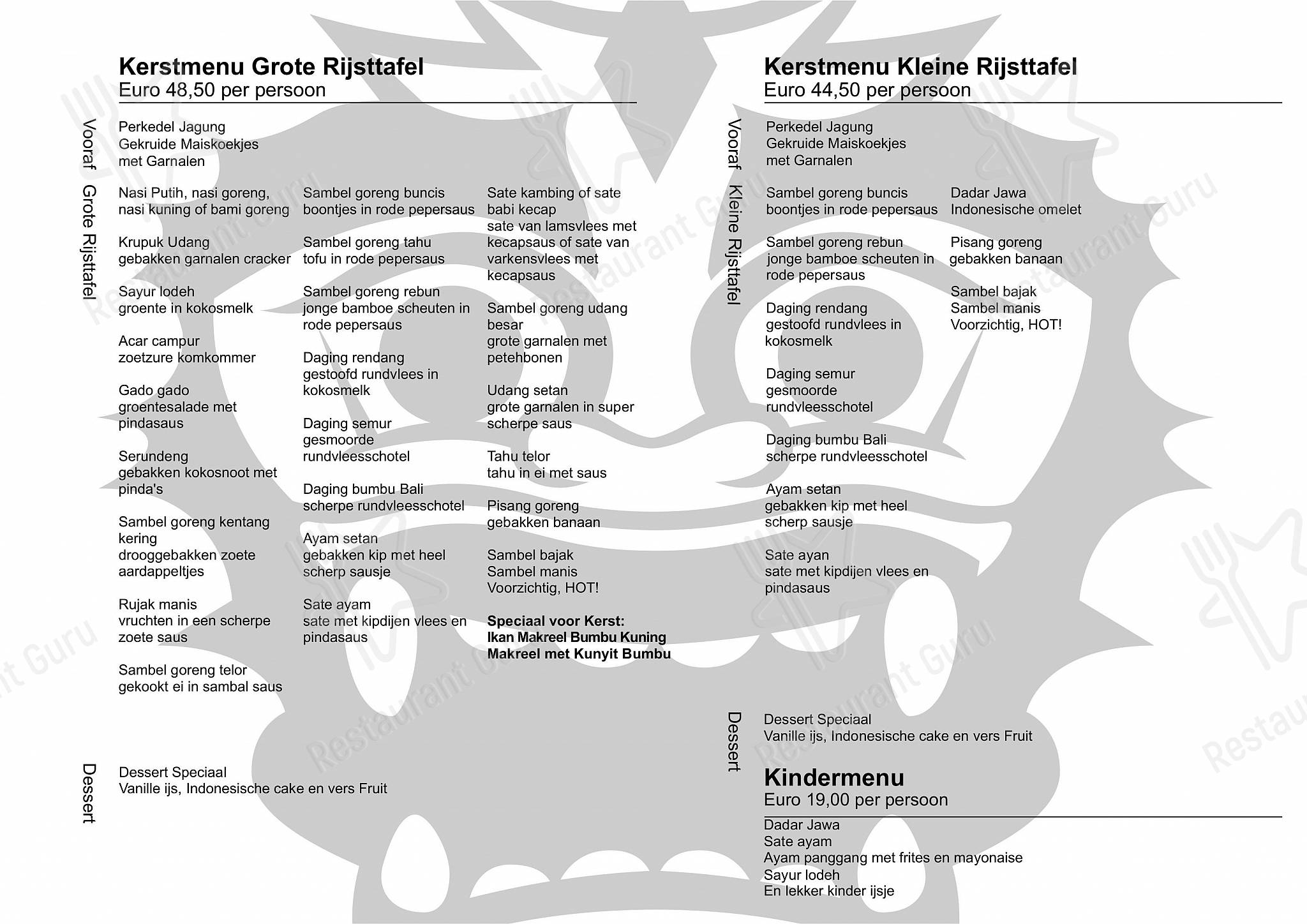 Menu pour Indonesian Restaurant Bali James - repas et boissons