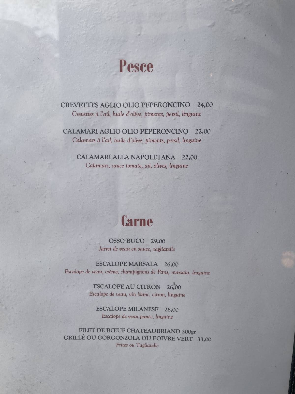 Menu de Balilli