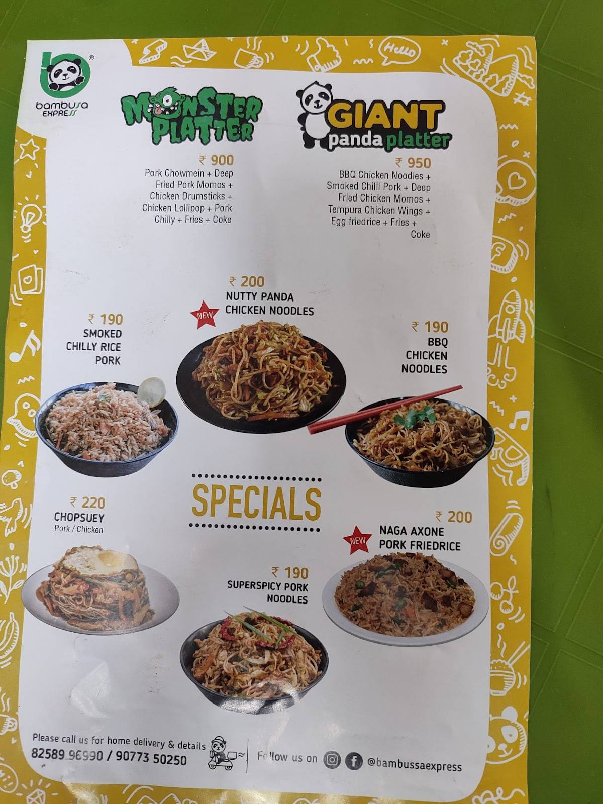 Bambusa, 3rd Mile menu