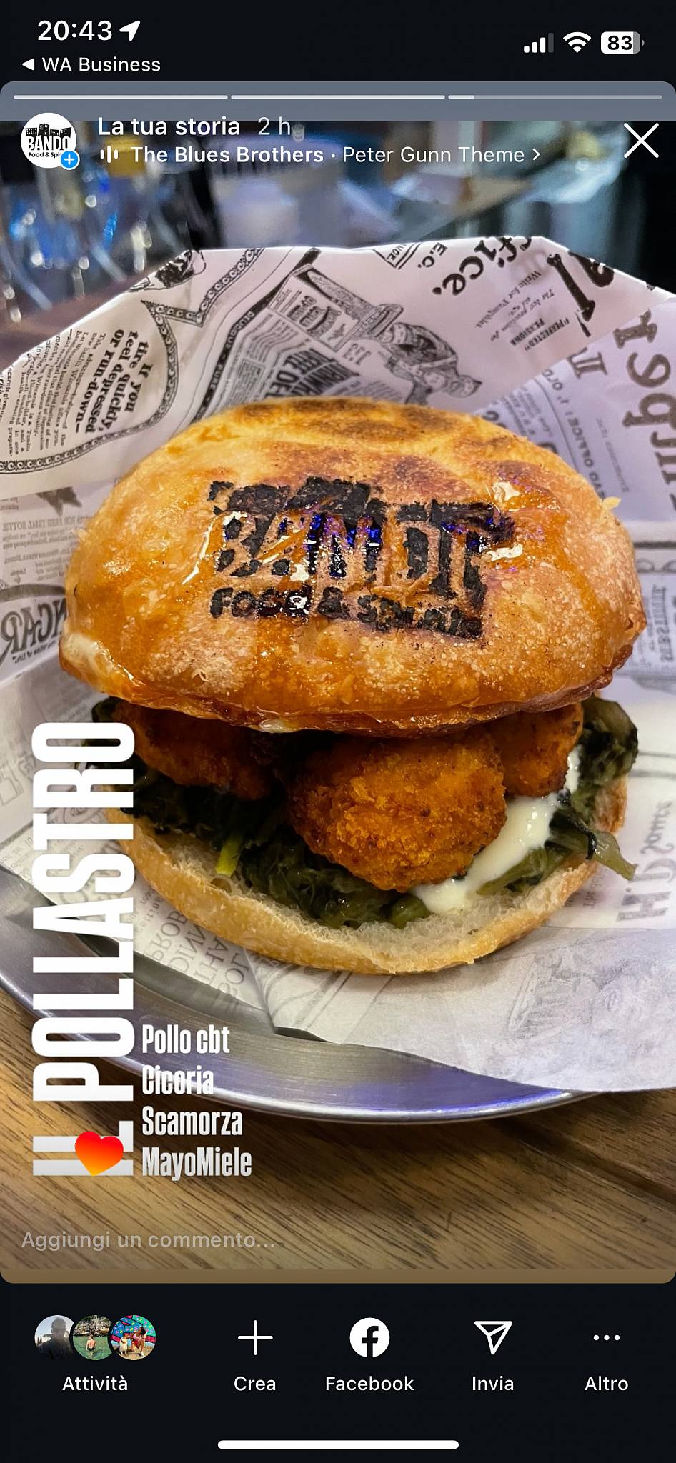 Menu di Bando Food e Spirits 
