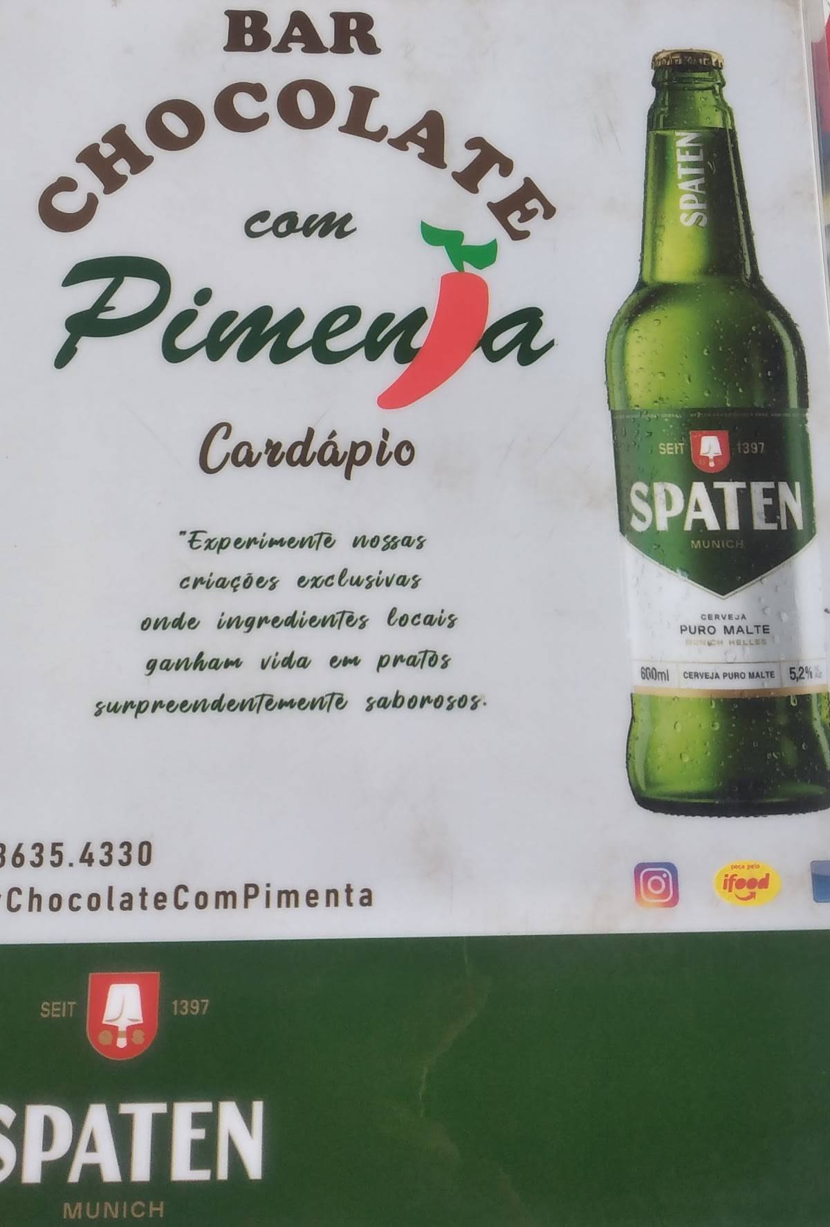 Bar Chocolate com Pimenta cardápio