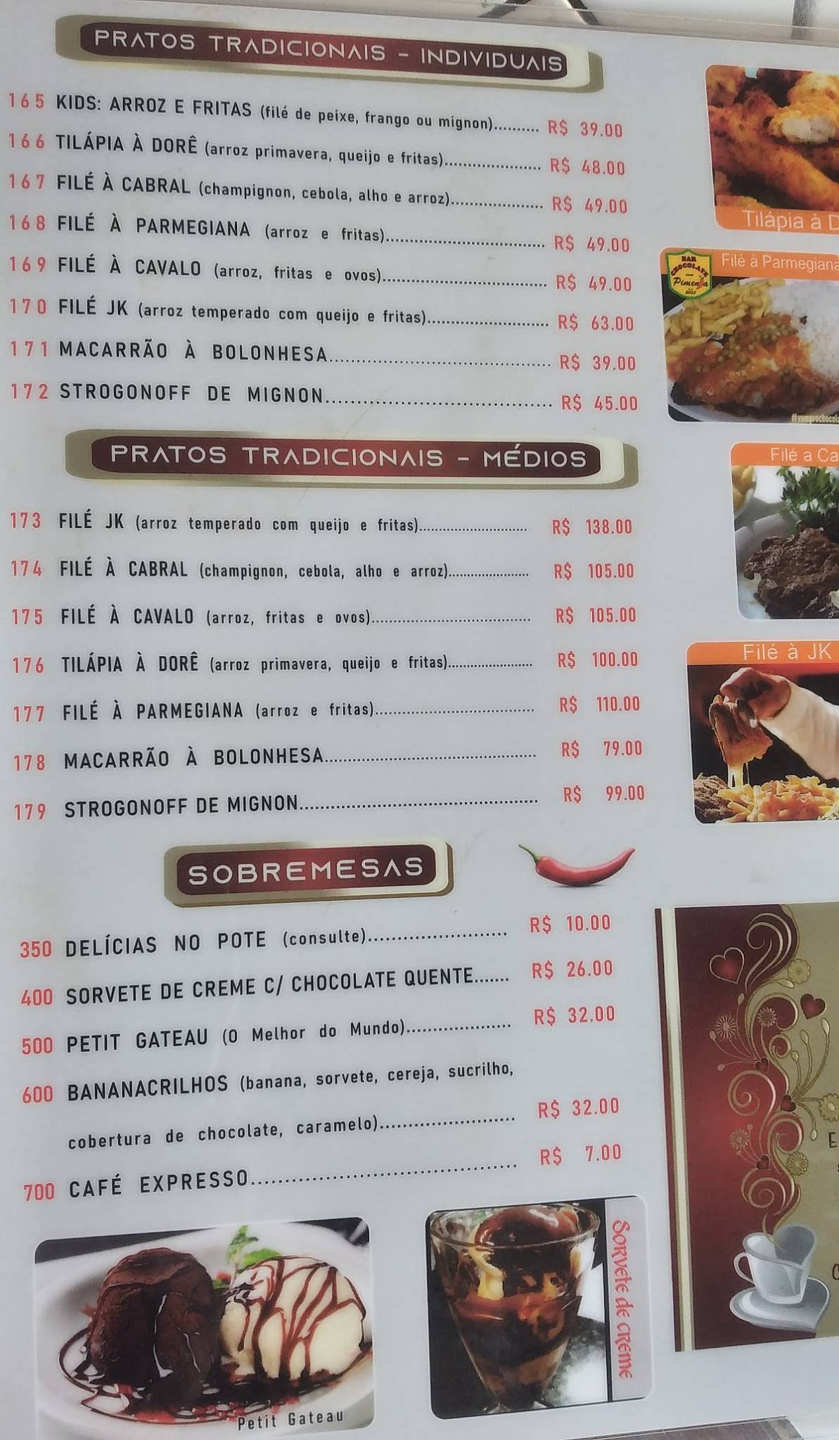 Bar Chocolate com Pimenta cardápio