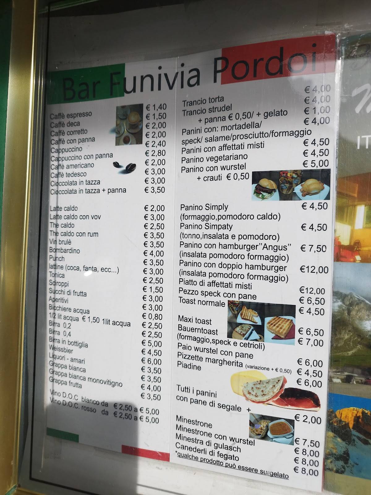 Menu di Bar Funivia 