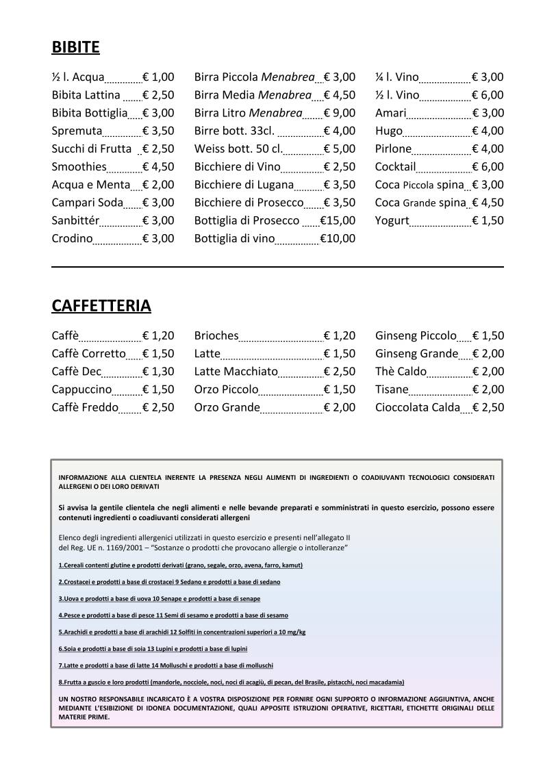 Menu di Bar Gardenia fast food 