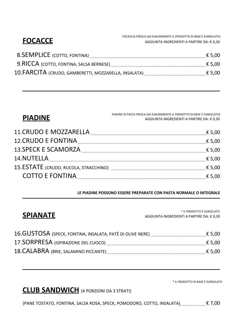 Menu di Bar Gardenia fast food 