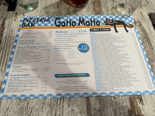 Menu di Bar Pizzeria Gatto Matto 