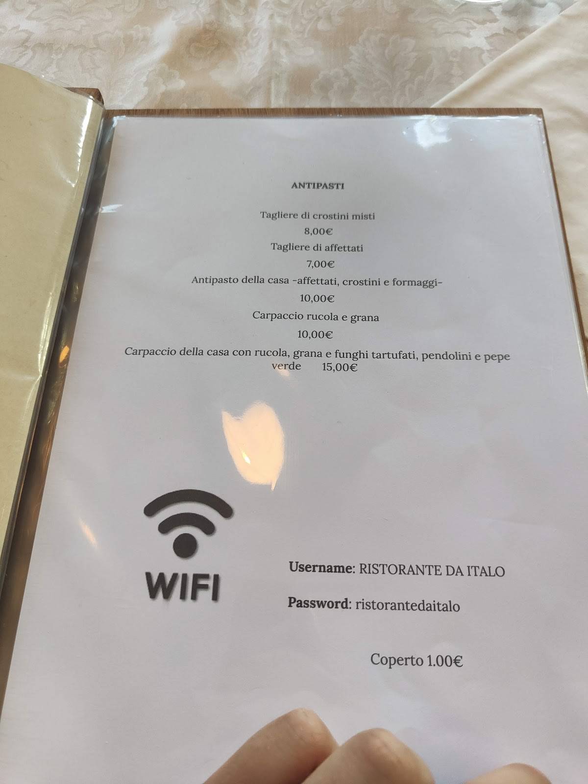 Menu di Ristorante Italo 