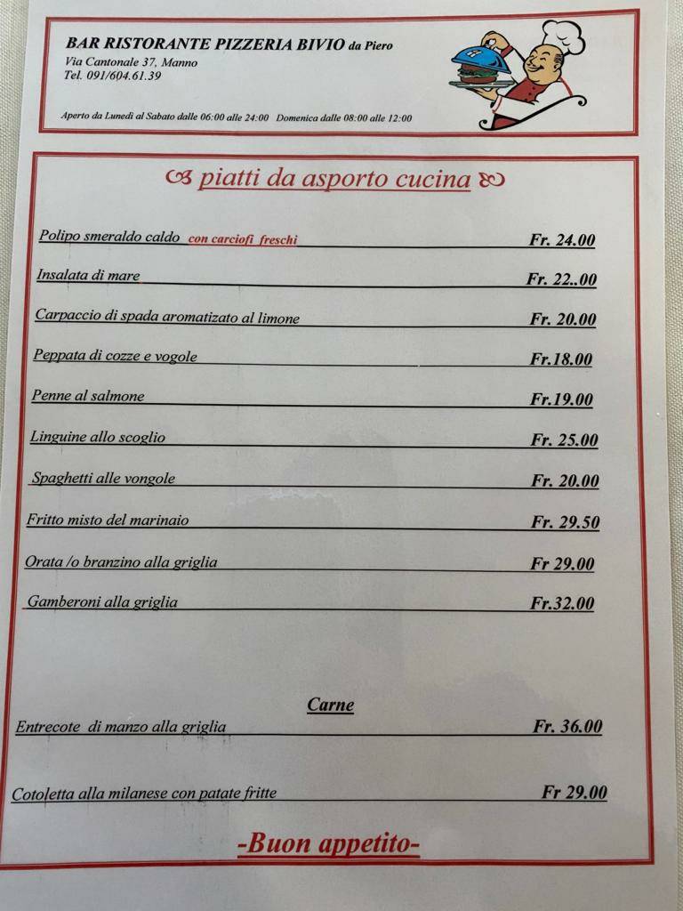 Menu di Bar-Ristorante pizzeria Bivio 