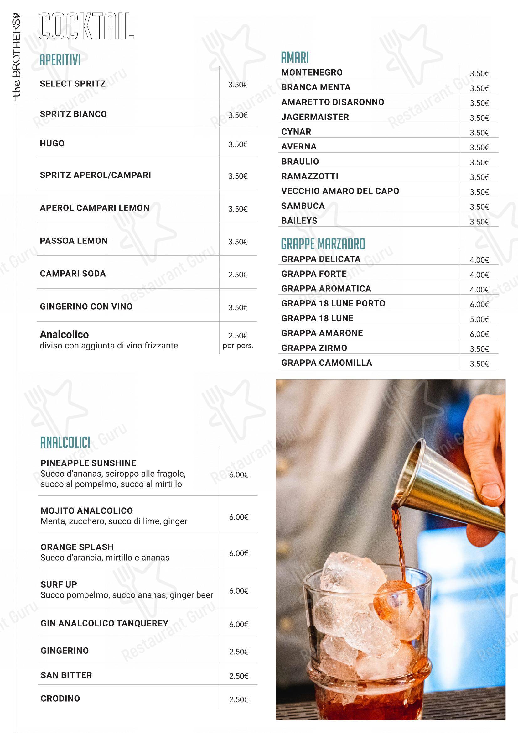 Menu bar per Bar the Brothers pub & bar
