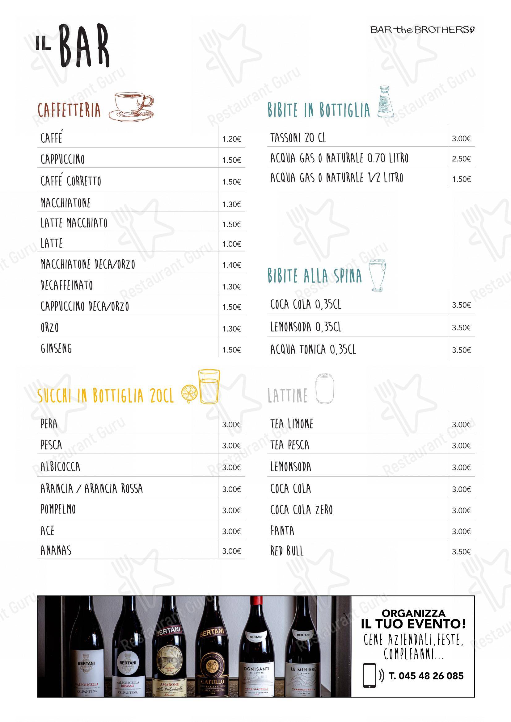 Menu per Bar the Brothers pub & bar