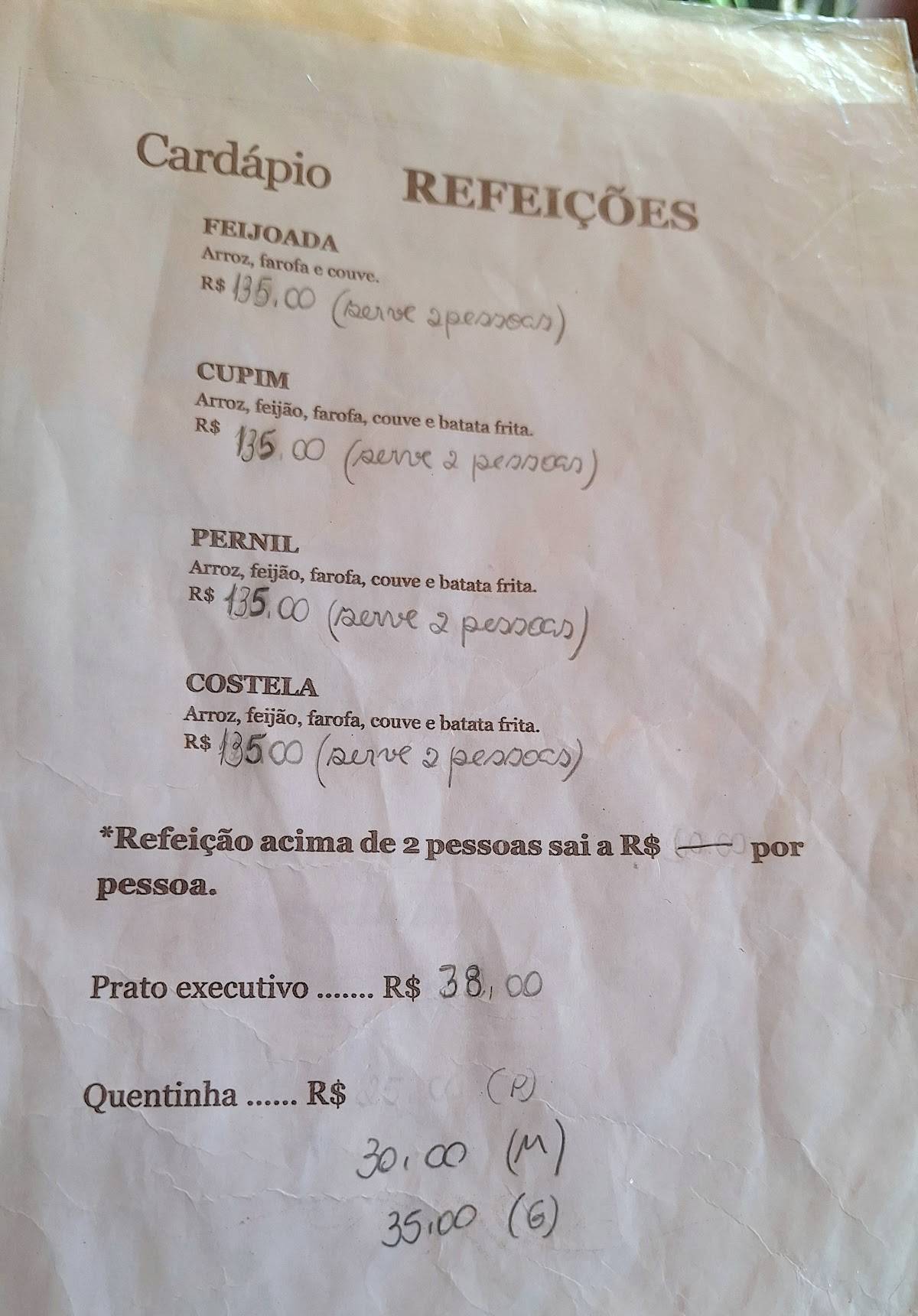 Bar do Rangel cardápio