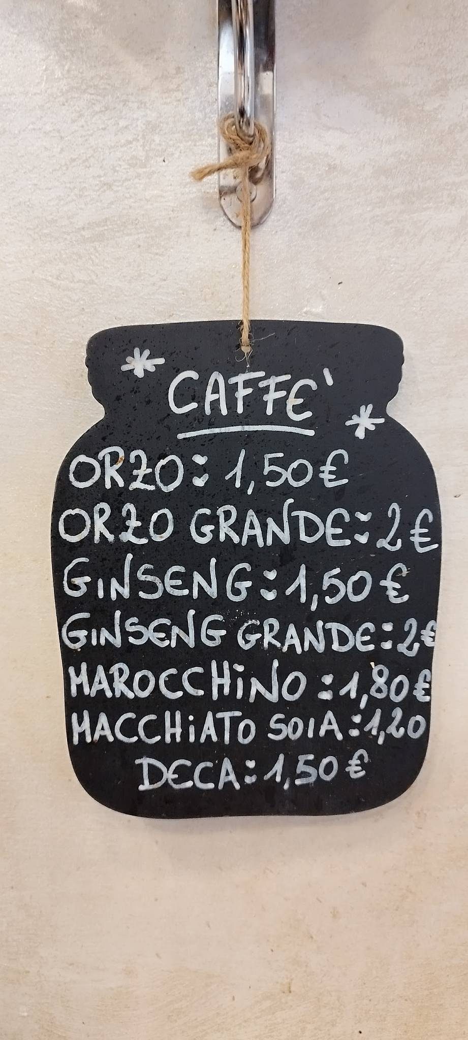 Menu di Bar xx Settembre - Via Venti Settembre 