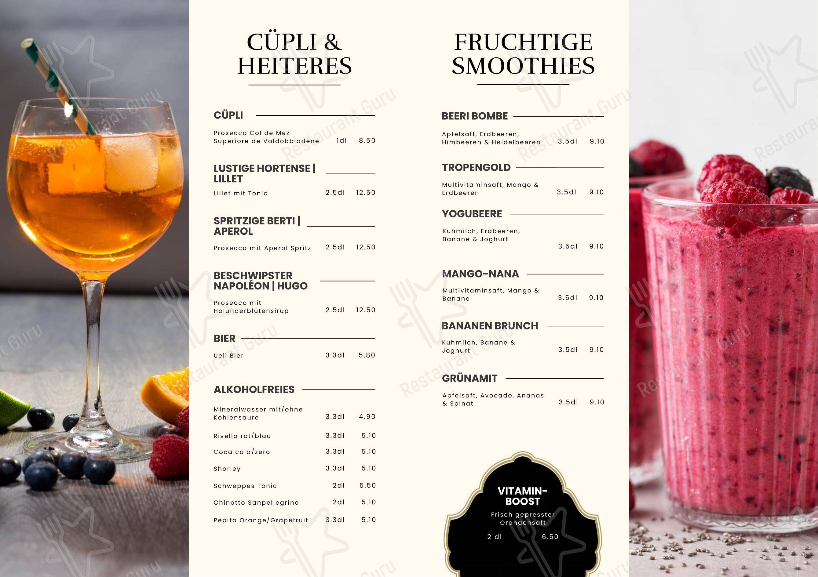 «BarFüssli» Gottlieber Sweets & Coffee Basel in Basilea - Menu