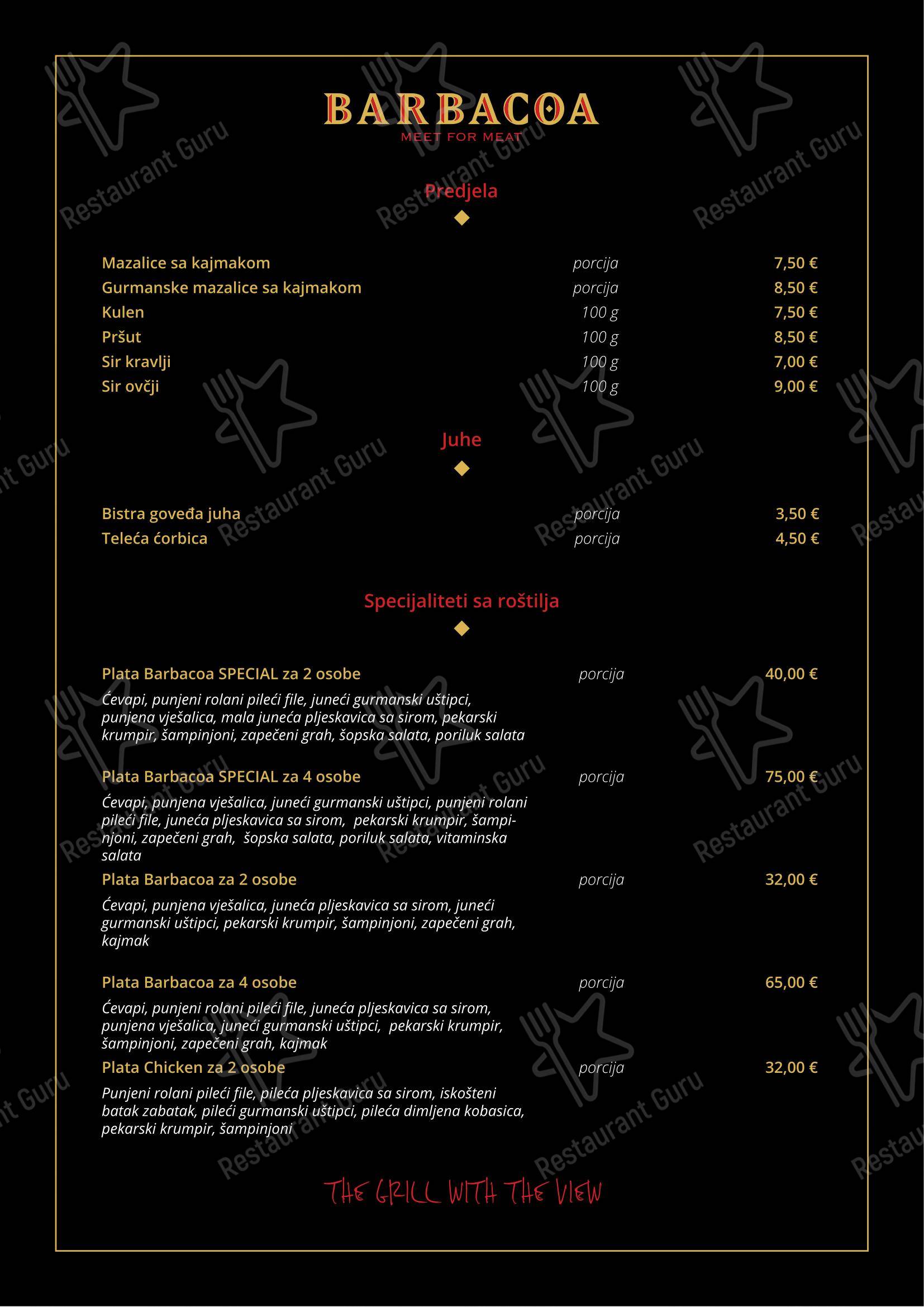 Barbacoa in Fiume - Menu