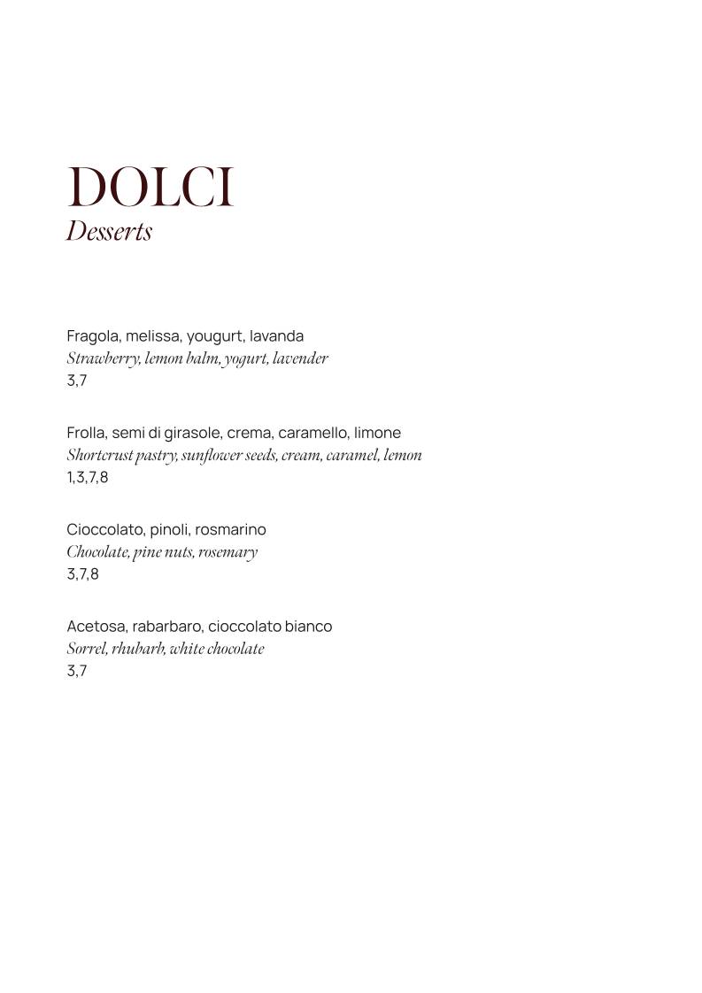 Menu de Barbagianni Fine Dining