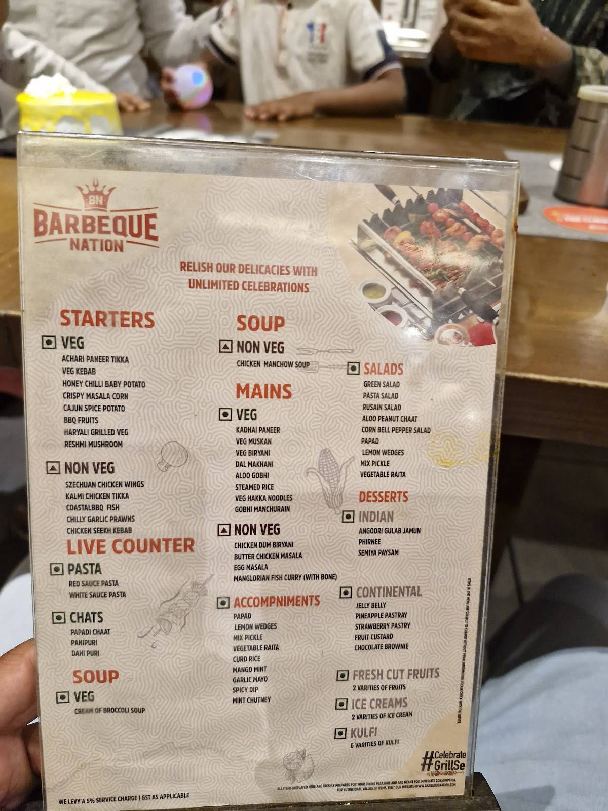 Barbeque Nation - Hubli menu