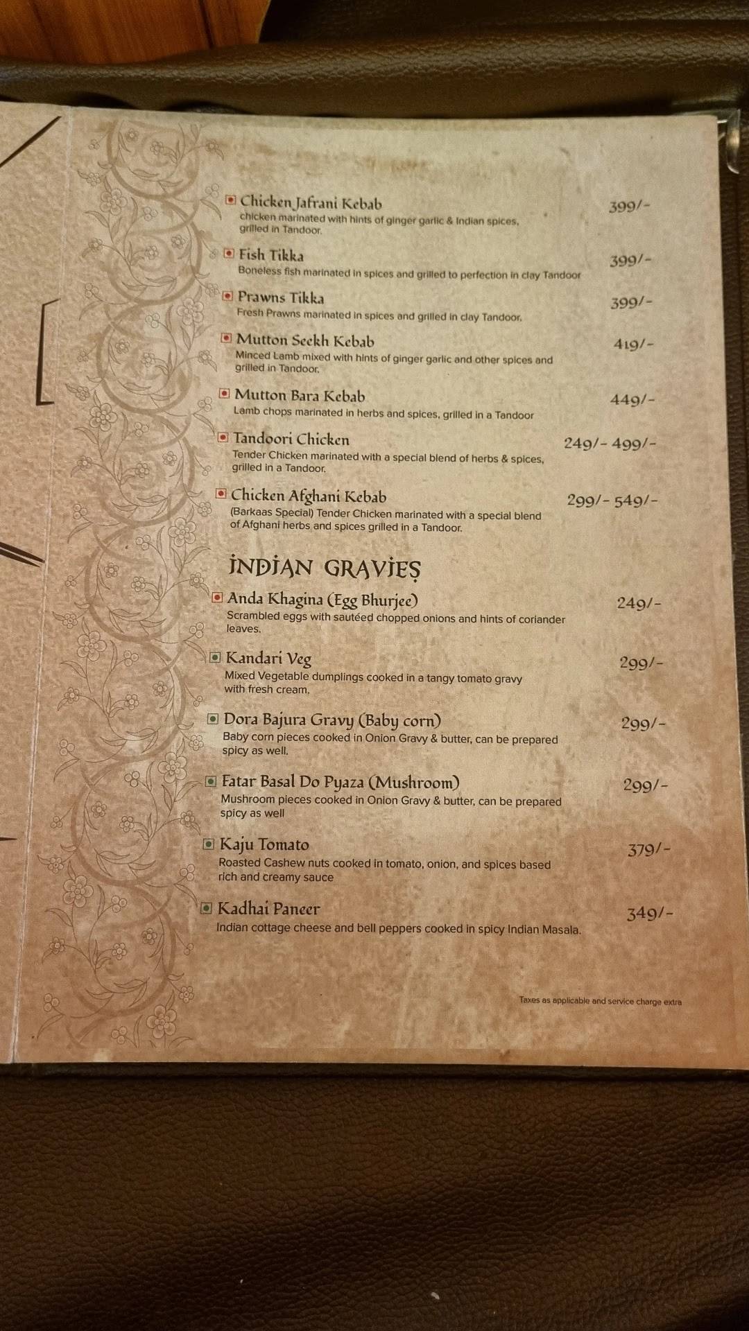 Barkaas Patna menu