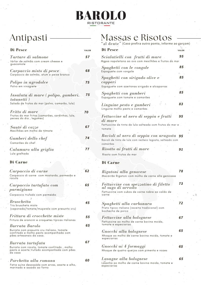 Barolo Restaurante cardápio