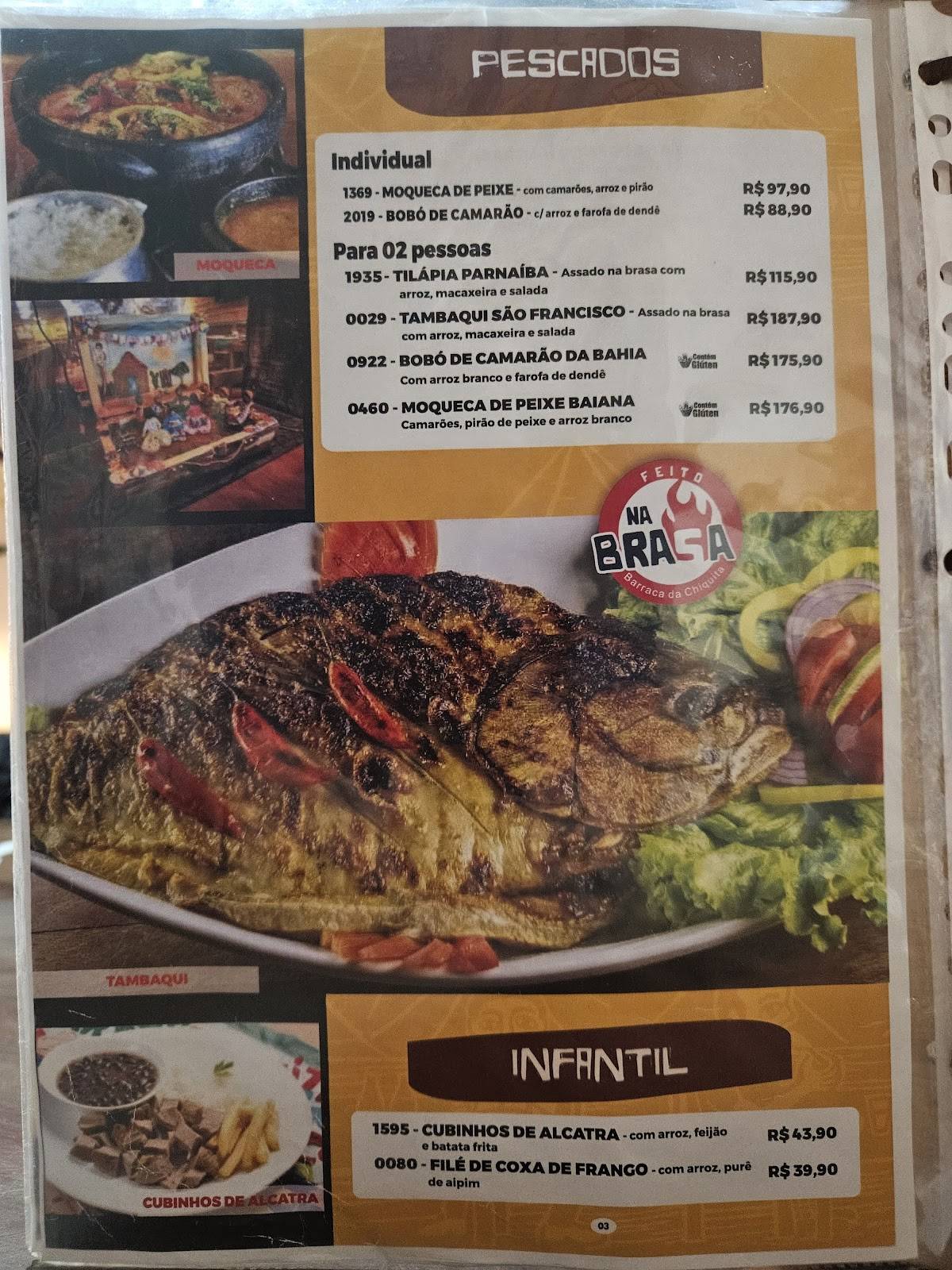 Barraca da Chiquita Restaurante cardápio