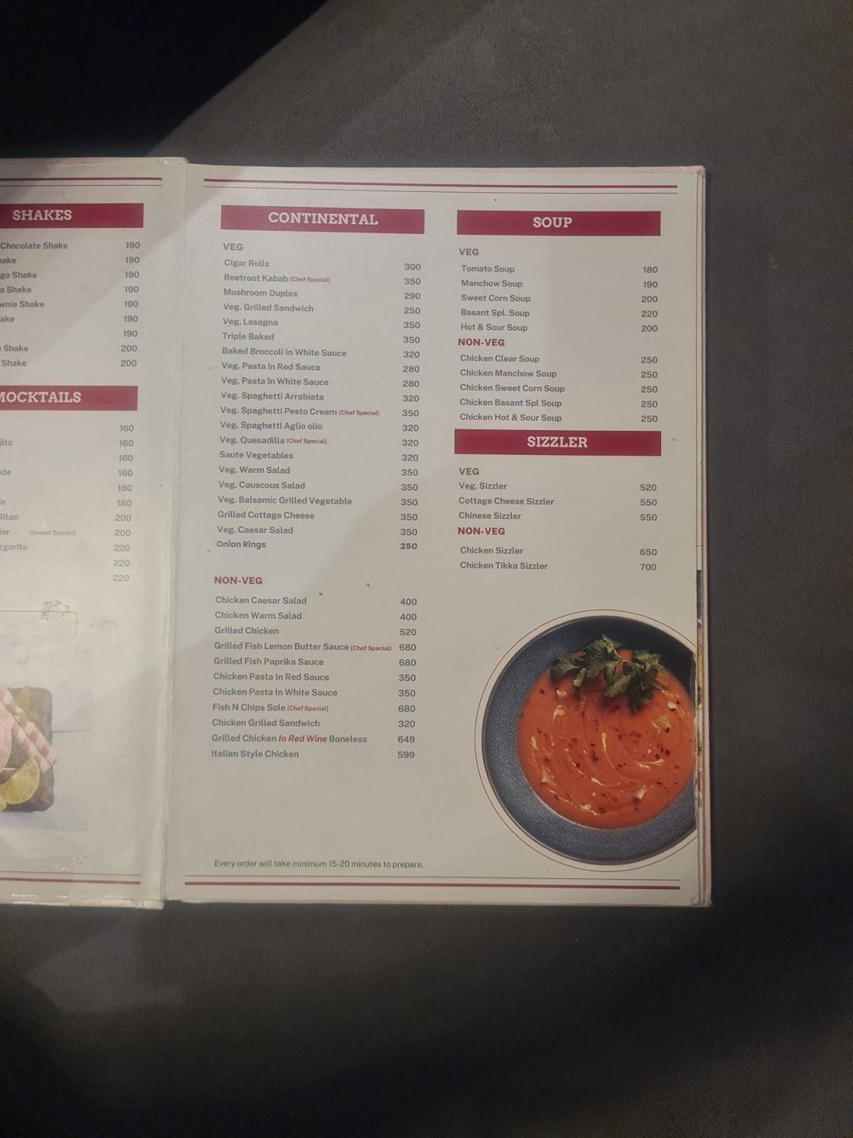 Basant Restaurant & Ice Cream Cafe menu