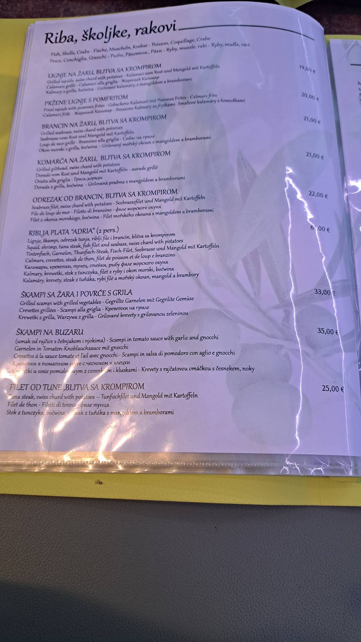Menu di Restaurant Bracera 