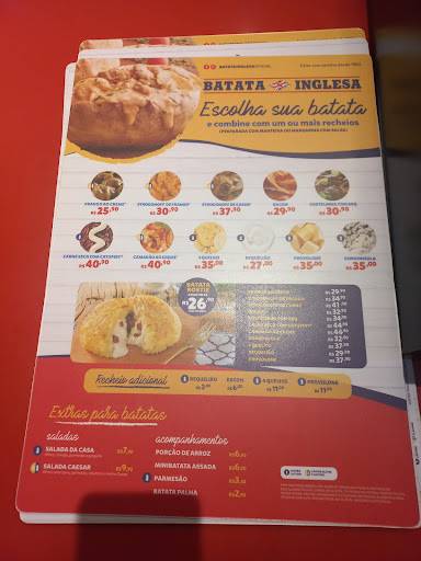 Batata Inglesa cardápio