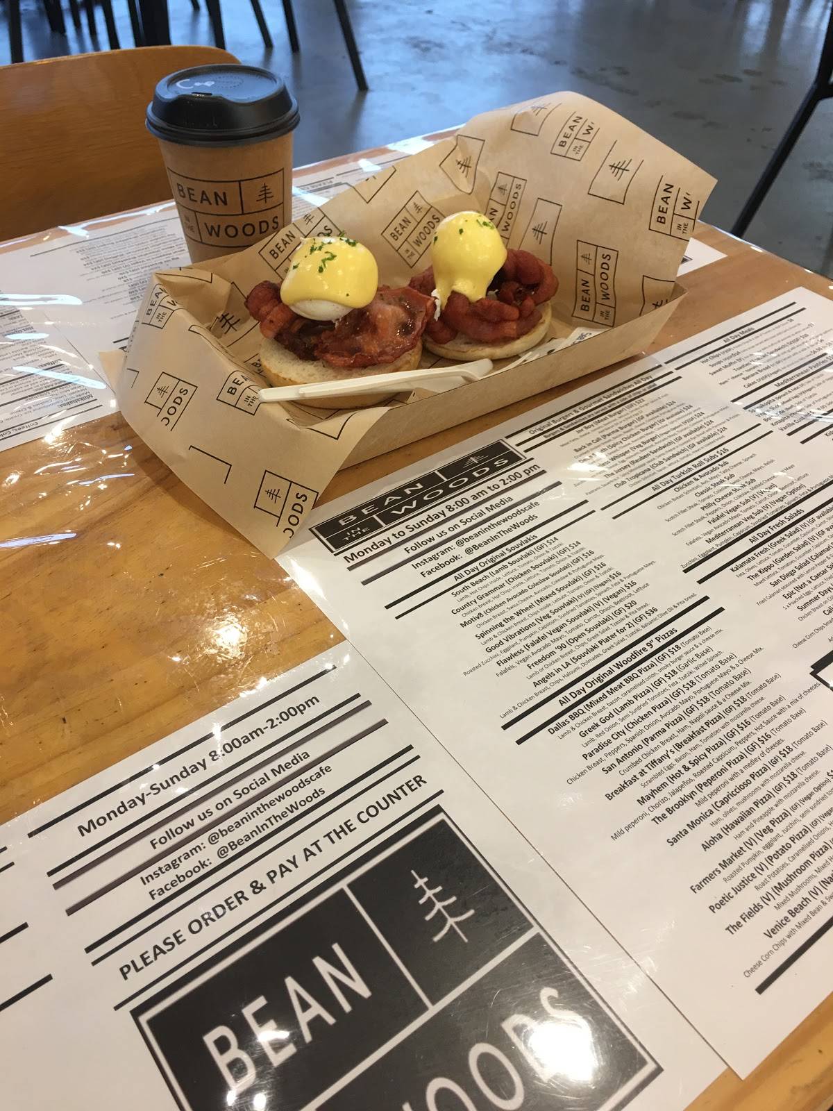 Menu at Bean in the Woods cafe, Ringwood