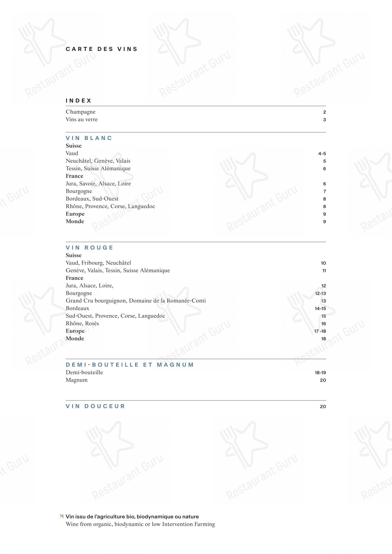 Beau-Rivage Palace in Losanna - Menu bar