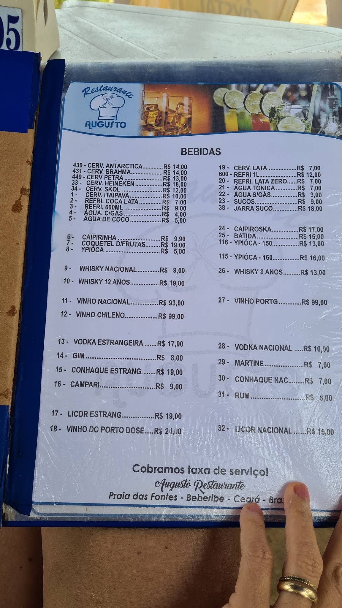 Restaurante Augusto & Pousada cardápio