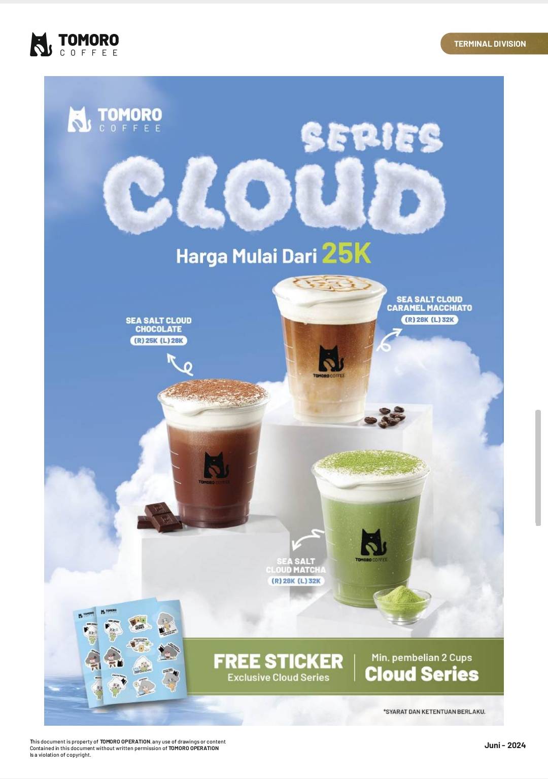 Menu at TOMORO COFFEE - LIPPO CIKARANG, Bekasi Regency