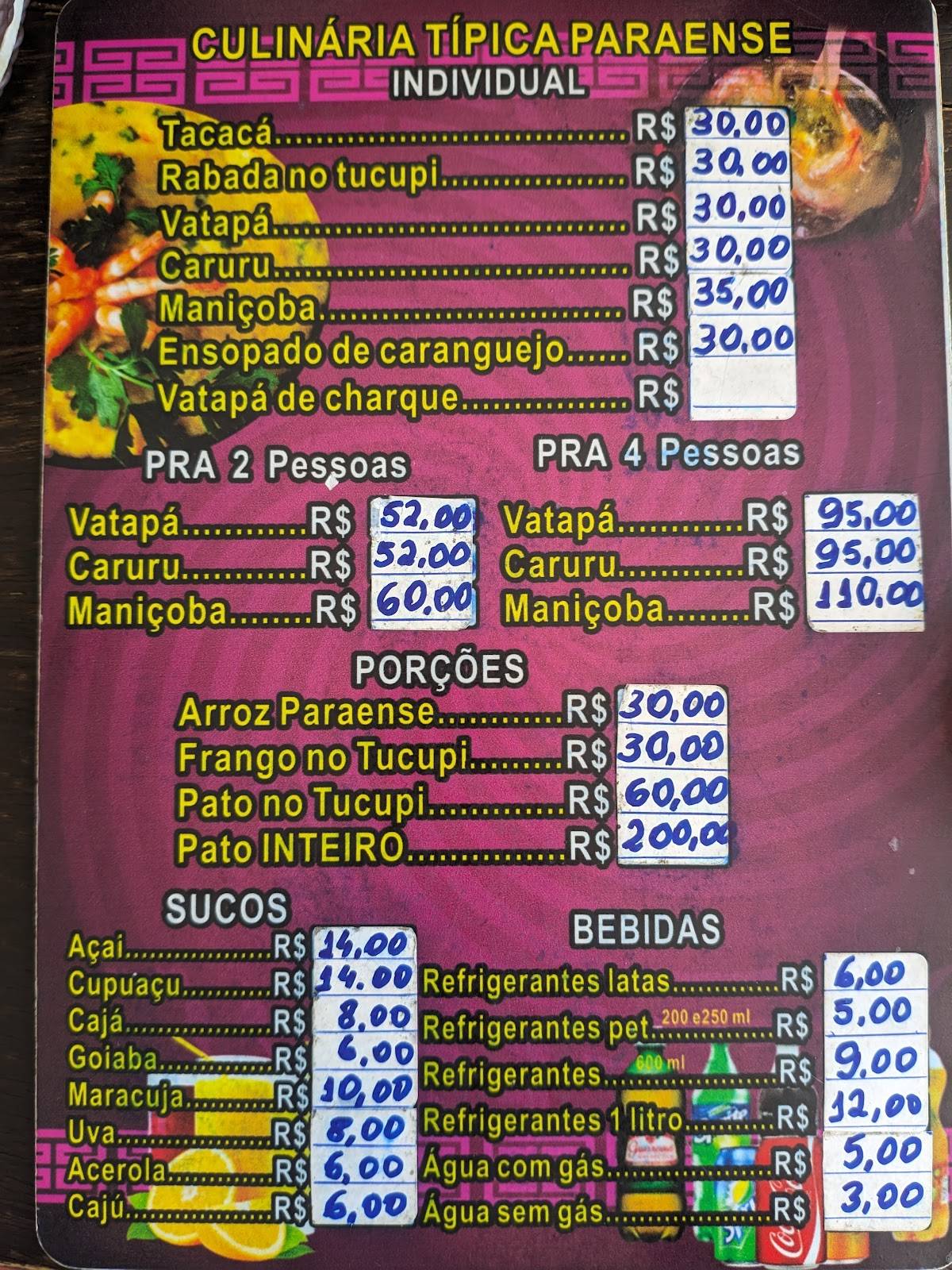 Belém Açaí cardápio