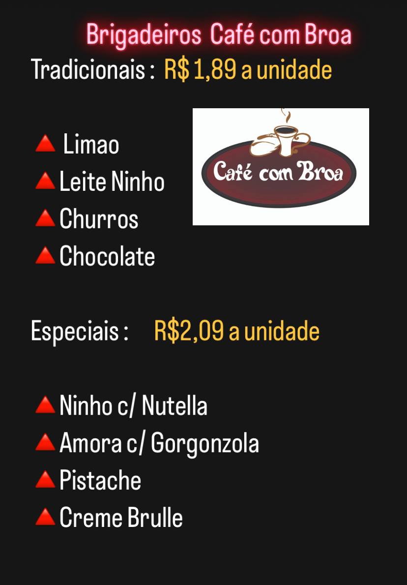 Café com Broa cardápio