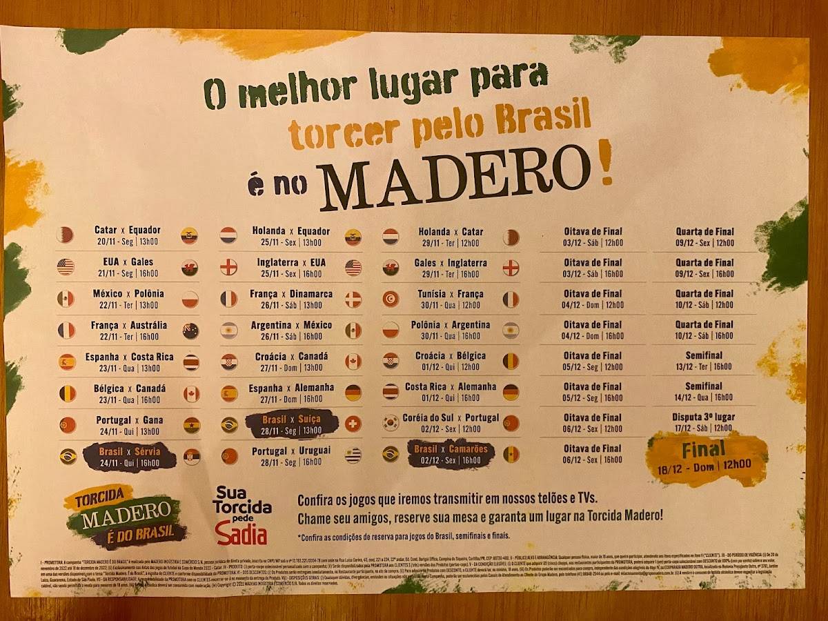 Madero Steak House BH Shopping cardápio