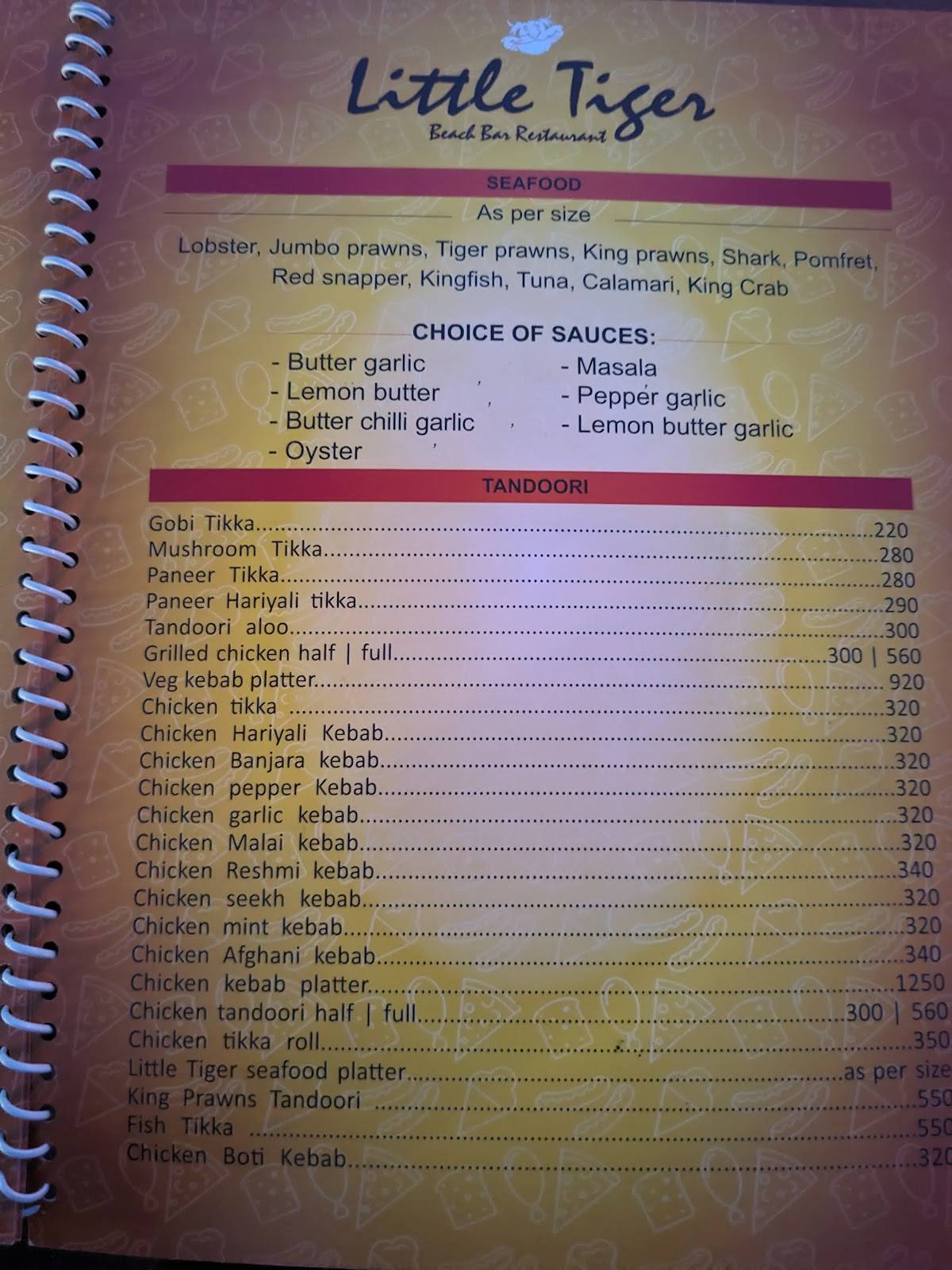 Little Tiger menu