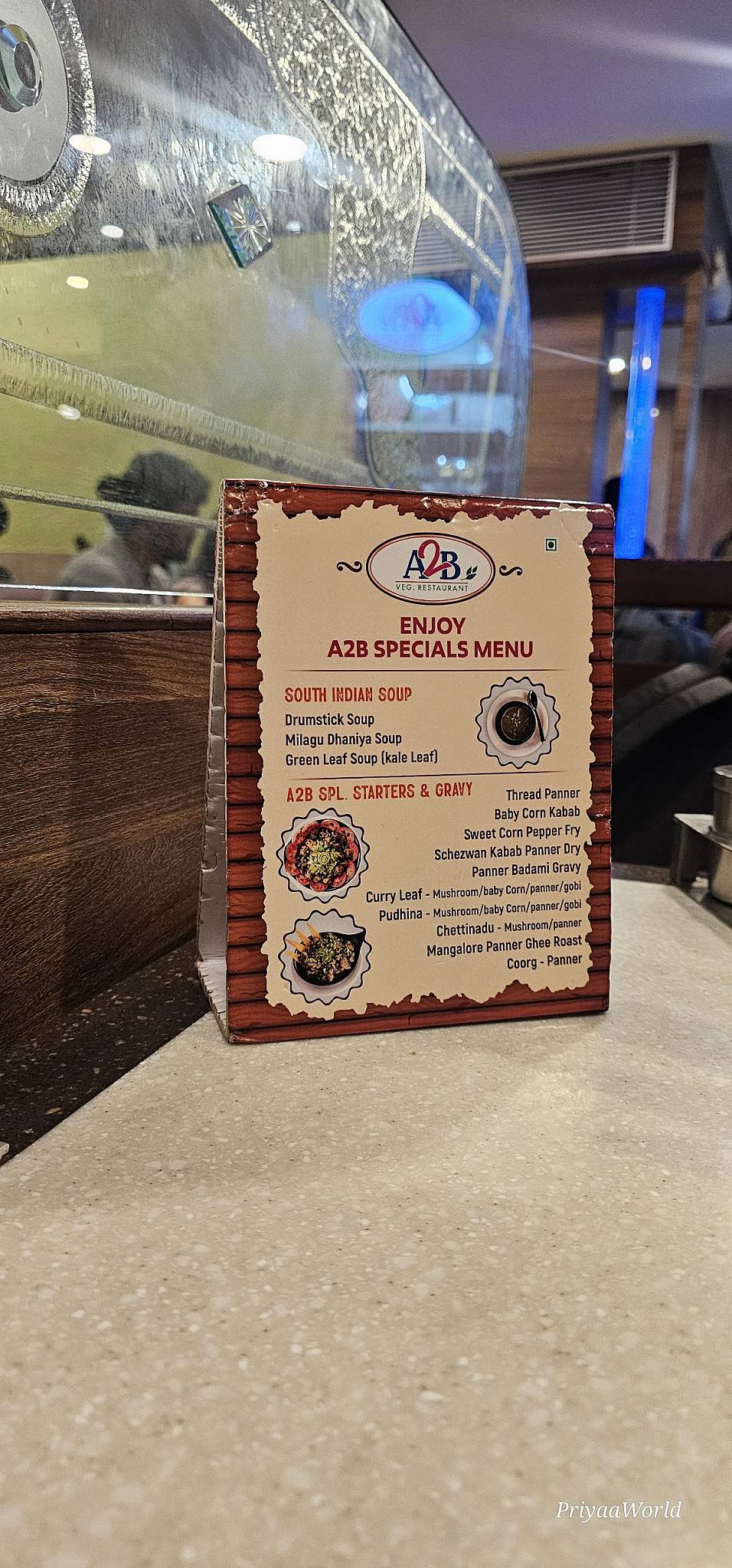 Adyar Ananda Bhavan - A2B menu