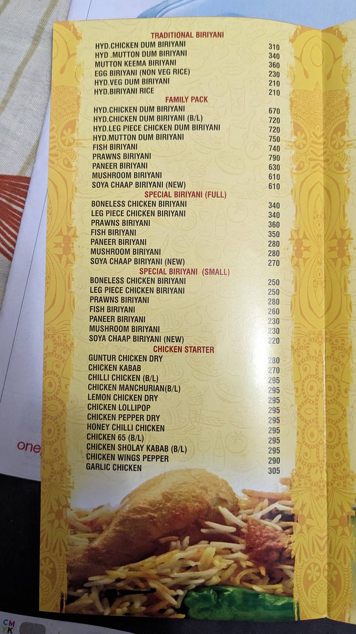 Biryani Zone, Yelahanka, Hyderabadi Dum Biryani Restaurant menu