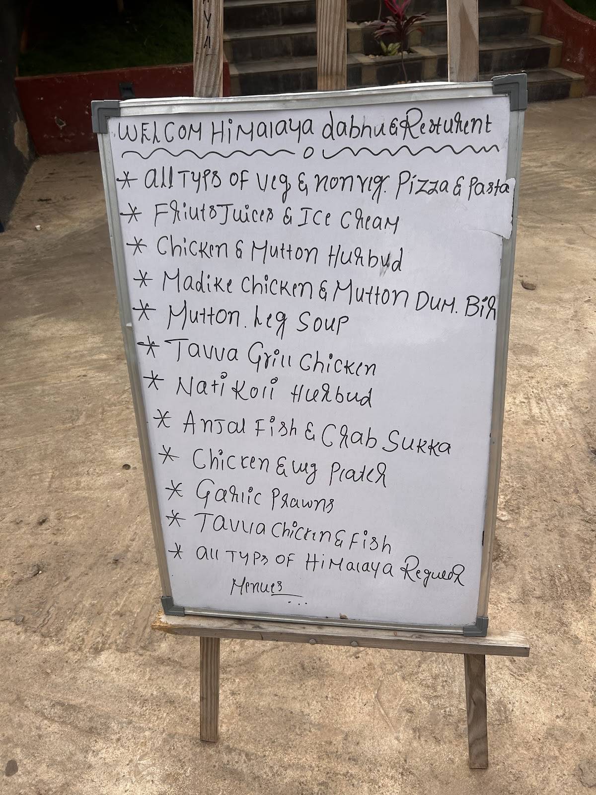 Himalaya Dhaba Cafe and Restaurant menu